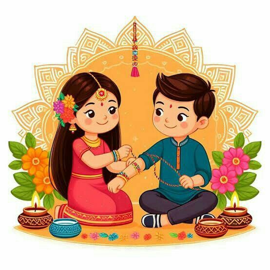 Sœur attachant un bracelet Rakhi au poignet de son frère pendant Raksha Bandhan en Inde